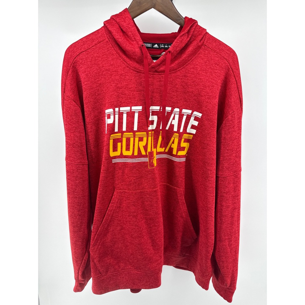 Adidas Pitt State Gorillas Red Heathered Pullover Hoodie Sweatshirt Men's 2XL